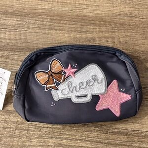 Cheer Themed Kids Accessory Pouch - Black and Pink